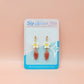 White Flower with Rose Gold Teardrop - Handmade Clay Earrings