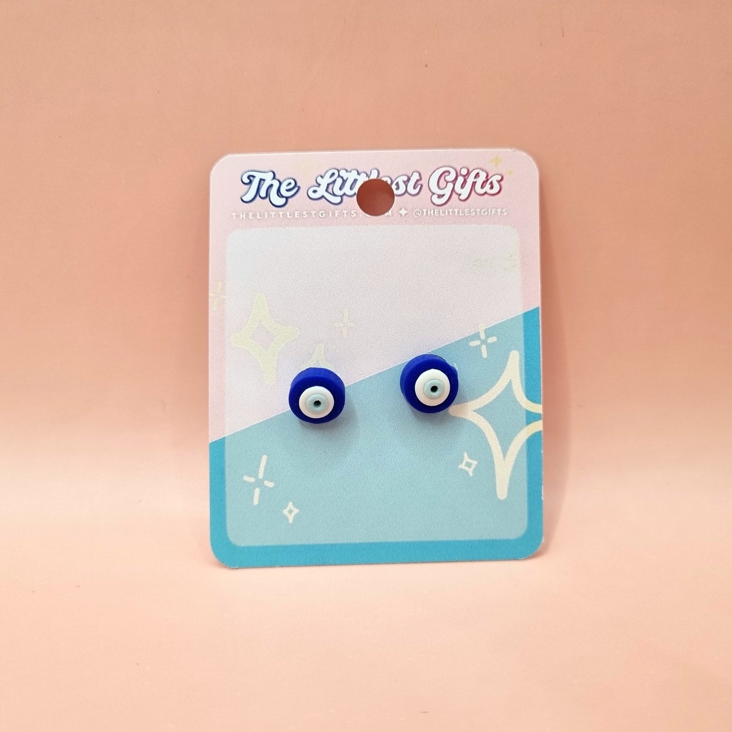 Evil Eye Stud Earrings - Handmade Clay Earrings
