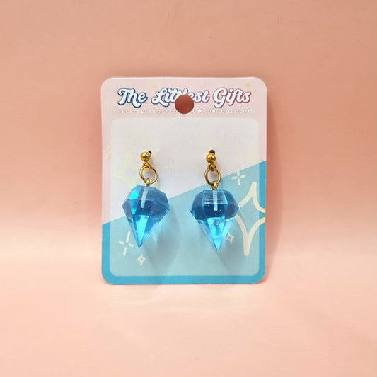 Blue Diamond Earrings - Handmade Clay Earrings